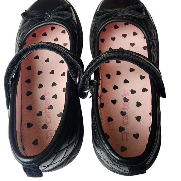 Carter's Black Quilted Patent Mary Janes Dress Shoes Little Girls 11 - Picture 6 of 10